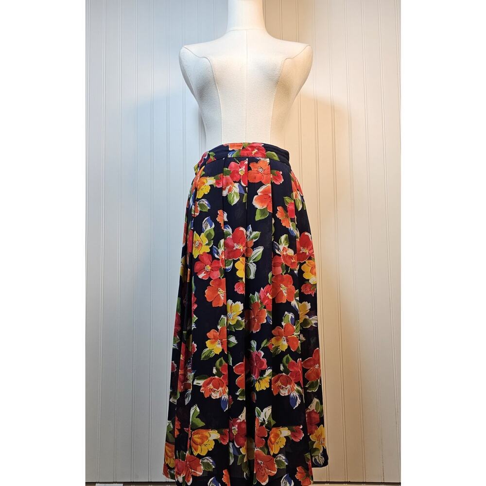 Liz‎ Claiborne Collection Vibrant Floral A-Line Skirt Women’s 8 Vintage Midi